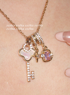 ZZZITA 心门之钥·Key to my Heart～原创小众辣妹粉钻钥匙项链