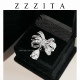 ZZZITA 美炸了满钻蝴蝶结水滴吊坠开口戒指轻奢气质高级感