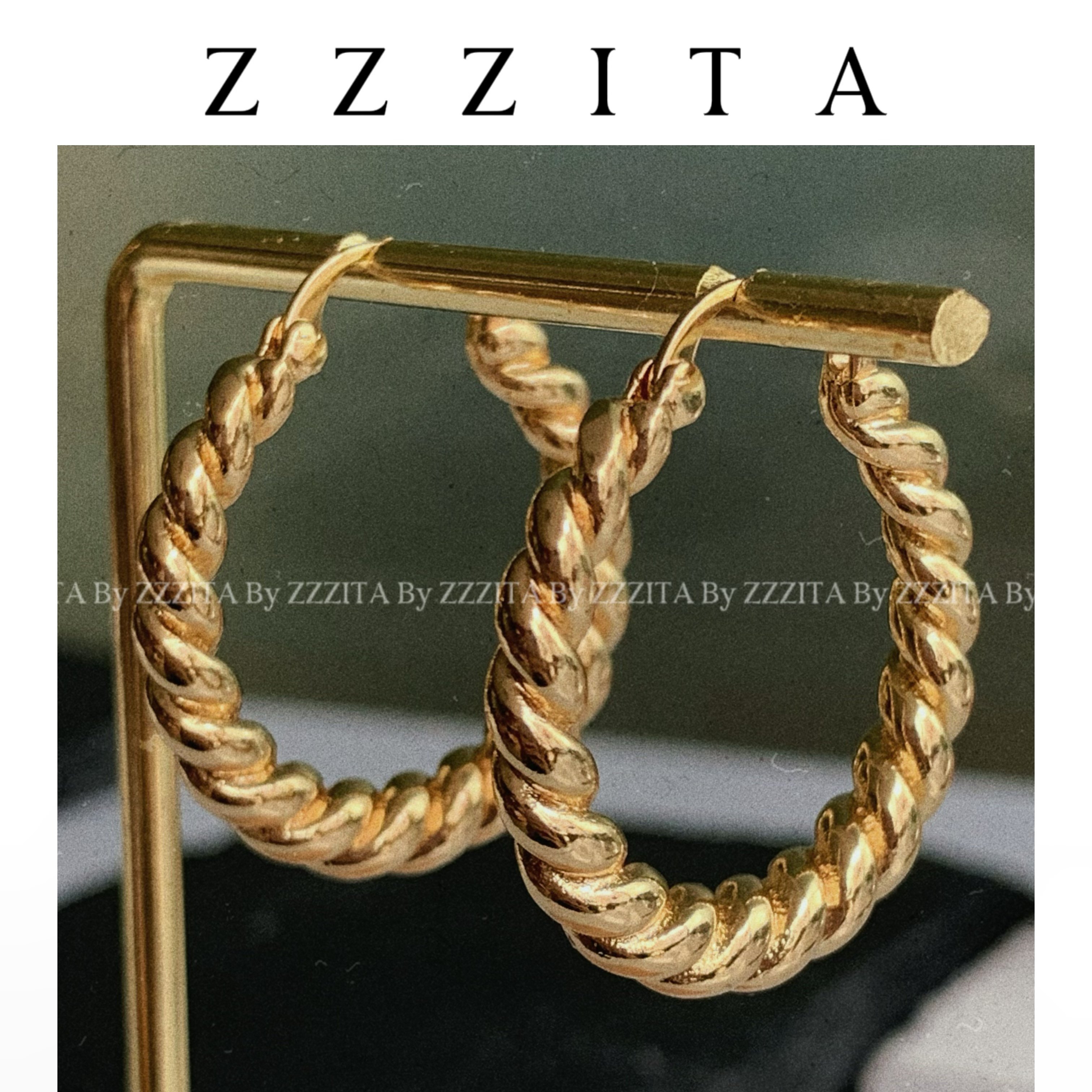 zzzita电镀真金法式复古耳环轻奢