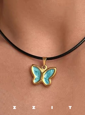 蝴蝶皮绳项链ins小众设计感