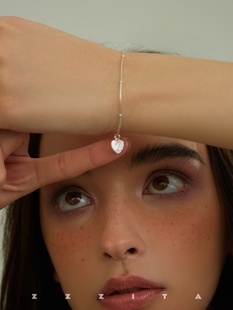 ZZZITA 26个英文字母定制名字通体925纯银爱心吊坠手链闺蜜送礼物