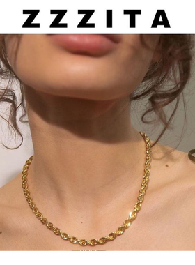 zzzita法式复古麻花感散发项链