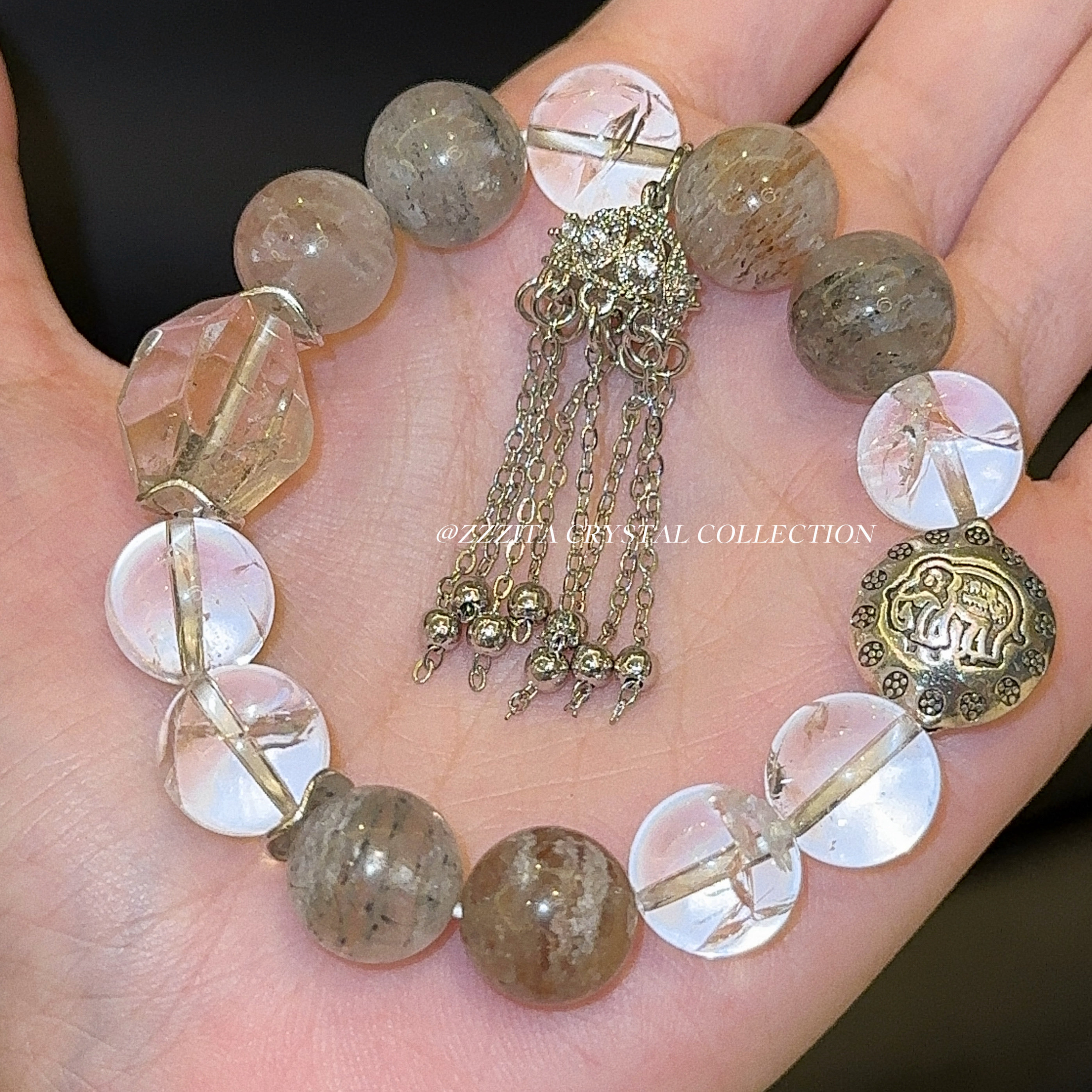 zzzita【聚cai招cai,事业上升】天然白水晶千层幽灵水晶手串送礼