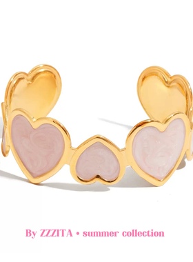 ZZZITA 千禧芭比·Vintage Barbie～复古芭蕾粉滴釉设计爱心手镯