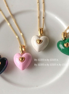 ZZZITA马卡龙色小爱心吊坠项链
