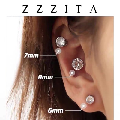 zzzita闪钻无耳洞耳钉