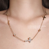 Vibe～美式 ZZZITA 慵懒DNA·Chill 复古辣妹设计感闪钻十字架项链