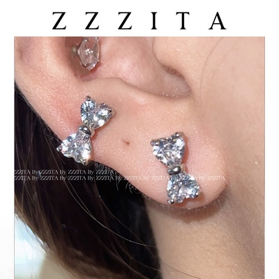 轻奢满钻锆石蝴蝶结耳钉