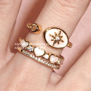 ZZZITA 无畏星光•light of glory~小众闪钻八芒星爱心戒指套装