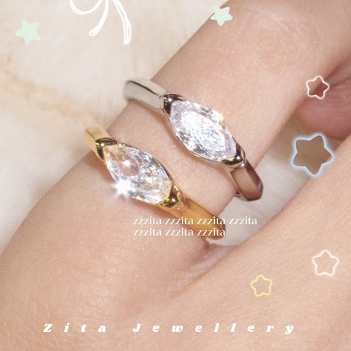 ZZZITA 天使之眼•angel’s eye～马眼闪钻百搭时髦小众尾戒戒指