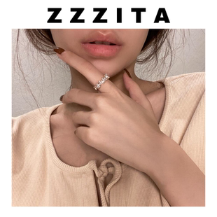 ZZZITA 错落皓石戒指 镀18k金 超闪碎冰花 人群中的闪光女孩~