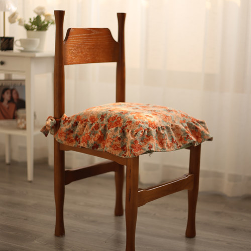 加厚防滑可拆洗秋冬繁花椅垫大荷叶边装饰