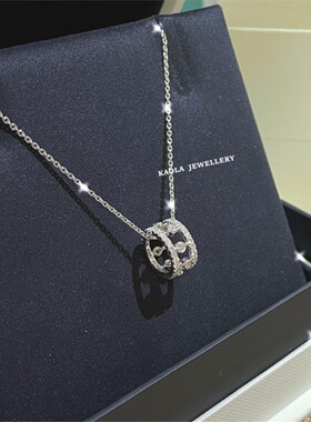 18.K露珠项链女镶钻玫瑰金圆环纯银音符水滴锁骨链丽颍同款礼物潮