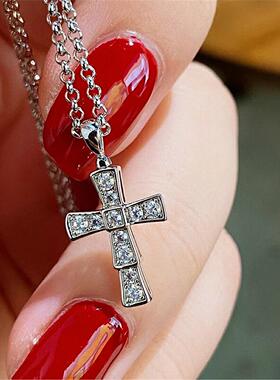 ВV十字架项链 女纯银Сross蛇骨锁骨链时尚18.K珍珠 吊坠男潮流