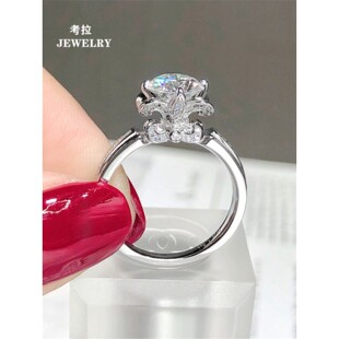 18K.金王后鸢尾花戒指女轻奢黄.金克拉皇冠指环纯银莫桑钻石礼物