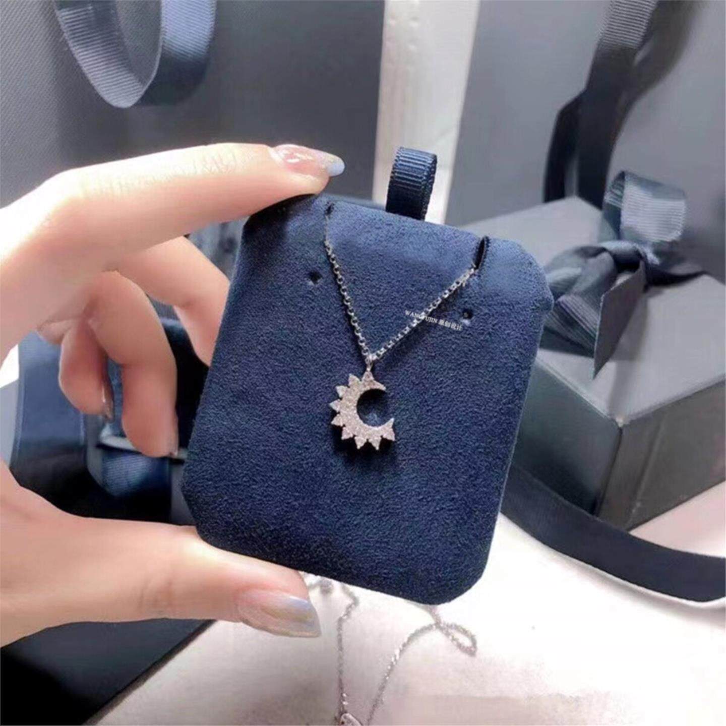 纯银小月亮项链 女INS轻奢小众钻石星月锁骨链吊坠高级感礼物简约