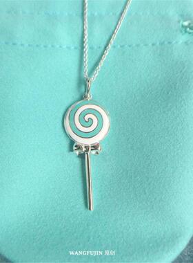 棒棒糖钥匙项链女轻奢白金纯银蓝色珐琅毛衣链高级感个性时尚礼物