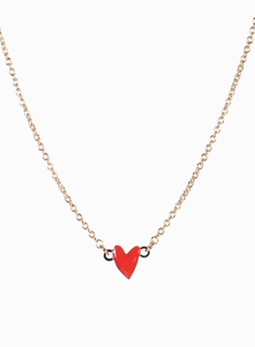 Grant少女小红心项链18K黄·金桃心爱心形锁骨链纯银简约百搭日韩