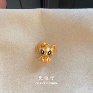 18K金大眼史迪仔项链 纯银童趣可爱卡通玉桂狗酷洛米男女情侣礼物