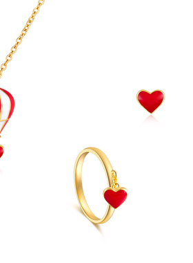 镀18k爱心热气球耳钉黄金项链