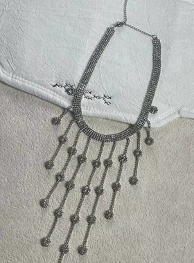 法式轻奢超闪满钻流苏多层项链精致冷淡风时尚锁骨链晚礼服配饰