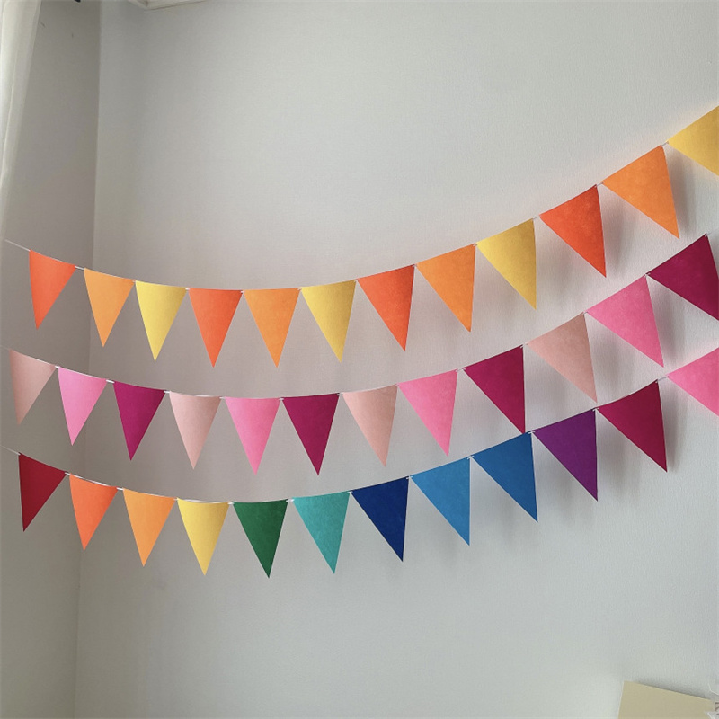 韩国ins彩色三角圆形毛毡无纺布手工拉花彩旗儿童幼儿园活动布置
