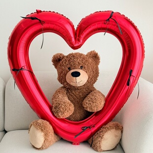 七夕情人节镂空爱心铝膜气球40寸大装饰布置道具商场咖啡店告白
