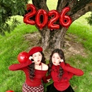 2026新年16寸红色数字气球装 旦布置球女生拍照道具 饰氛围感跨年元