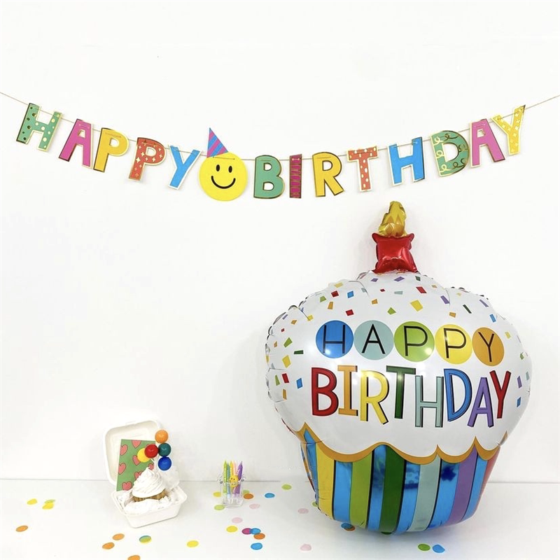 笑脸生日拉旗韩国ins可爱自制韩风拉花儿童宝宝百日派对拍照道具