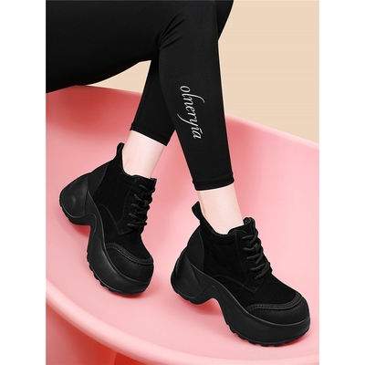 厚底真皮高帮鞋女款2025年冬季爆款加绒超火百搭小个子增高休闲鞋