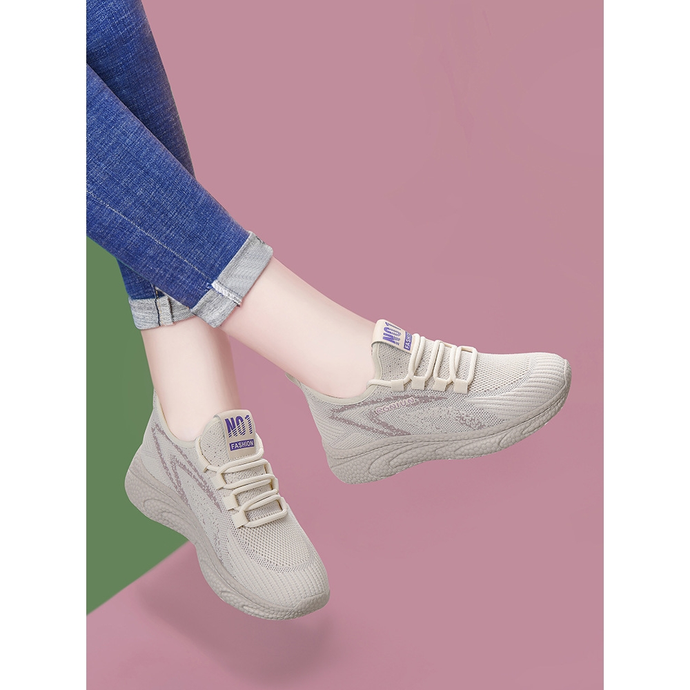 网面运动休闲鞋女2025新款跑步鞋轻便妈妈飞织鞋软底旅游防滑女鞋