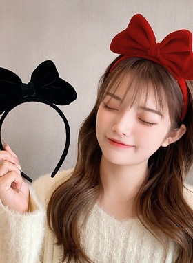 白雪公主丝绒发箍网红同红色超大蝴蝶结甜美拍照发卡网红舞台直播