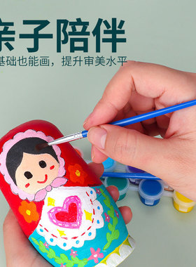 厂家直销 俄罗斯白胚套娃 幼儿园手工课材料 木质工艺品 荷木娃娃