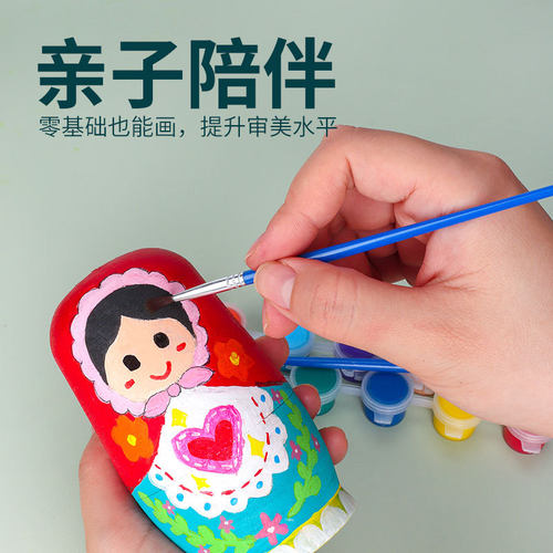 厂家直销 俄罗斯白胚套娃 幼儿园手工课材料 木质工艺品 荷木娃娃