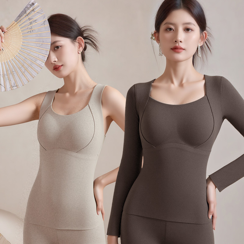 梦芭蒂保暖背心女款内搭冬胸罩一体式内衣2025新款带胸垫文胸加绒