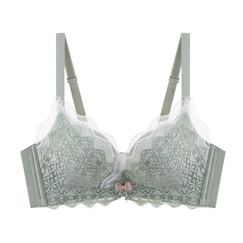 梦芭蒂乳胶内衣女小胸聚拢显大文胸无钢圈收副乳上托胸罩清樱暖阳