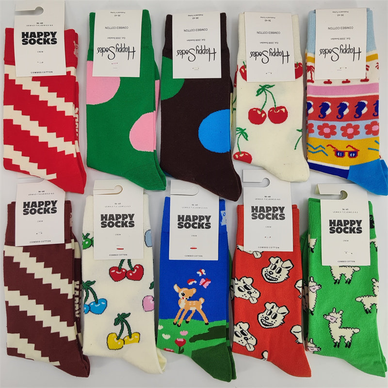 HappySocks新款情侣纯棉中筒袜