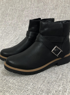 外贸新款欧美休闲圆头大码短靴女鞋英伦马丁靴裸靴F4962