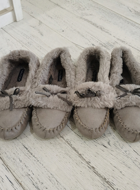 外贸加绒豆豆鞋保暖室内鞋平跟柔软大码女鞋Q6477 清仓款