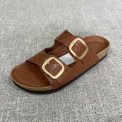 外贸欧洲站夏季女士双扣一字拖平跟休闲软木拖鞋大码女鞋 T4642