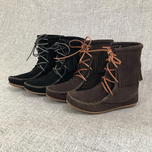 偏瘦款反绒皮牛皮平底舒适短靴大码女鞋好货Q989瑕疵清仓