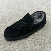 冬季 T4538 男鞋 一脚蹬休闲懒人加绒保暖反绒皮刺绣懒人休闲鞋 大码