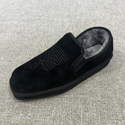 冬季一脚蹬休闲懒人加绒保暖反绒皮刺绣懒人休闲鞋大码男鞋 T4538