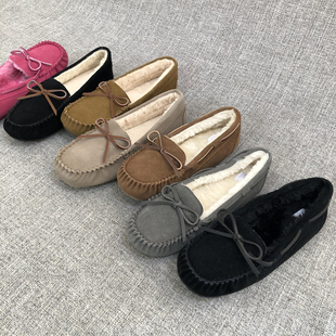 女鞋 平跟舒适真皮大码 T2791 保暖室内棉鞋 外贸加绒全皮豆豆鞋