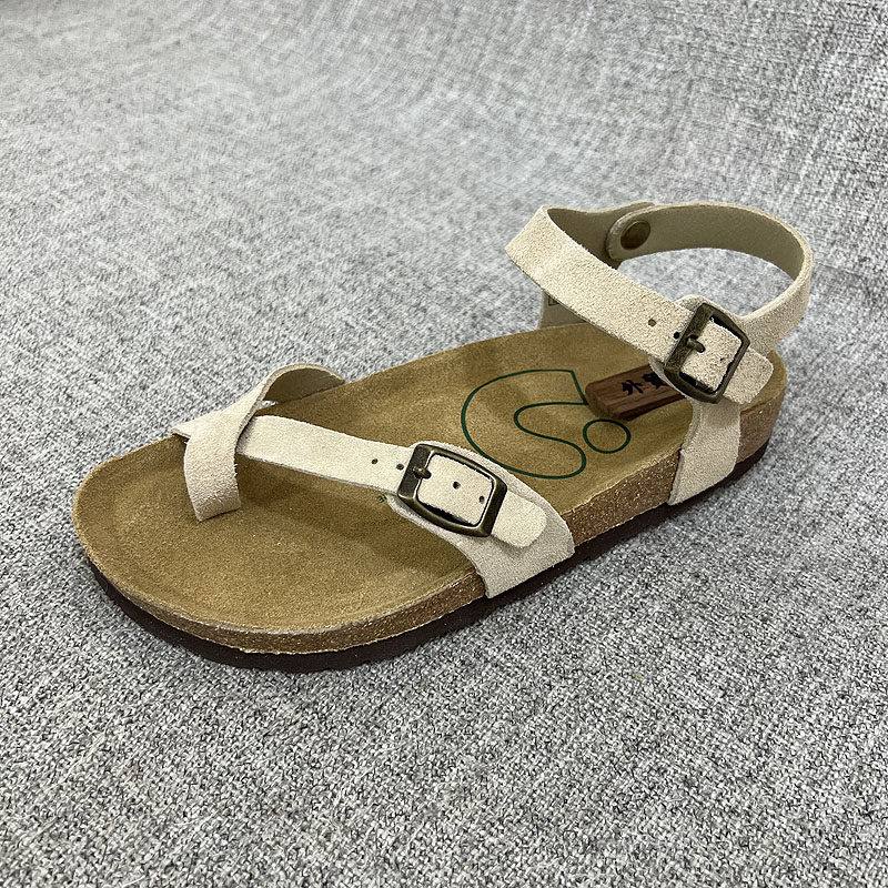 外贸新款欧洲站勃肯夏季女士全皮鞋垫夹趾软木凉鞋大码女鞋 A735
