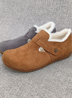 外贸新款包头复古加绒保暖魔术贴休闲舒适大码女鞋单鞋T2881