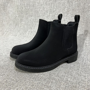 显脚瘦外贸欧美冬季加绒保暖套脚短靴女靴切尔西靴大码女鞋 F5037