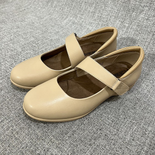 女鞋 外贸2025四季 舒适女大码 百搭圆头英伦风坡跟深口单鞋 F5295 款