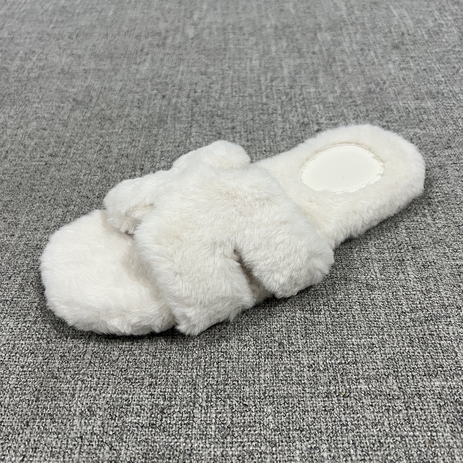 外贸秋冬新款毛毛拖鞋女可室外穿潮鞋一字拖大码女鞋家居 T4590