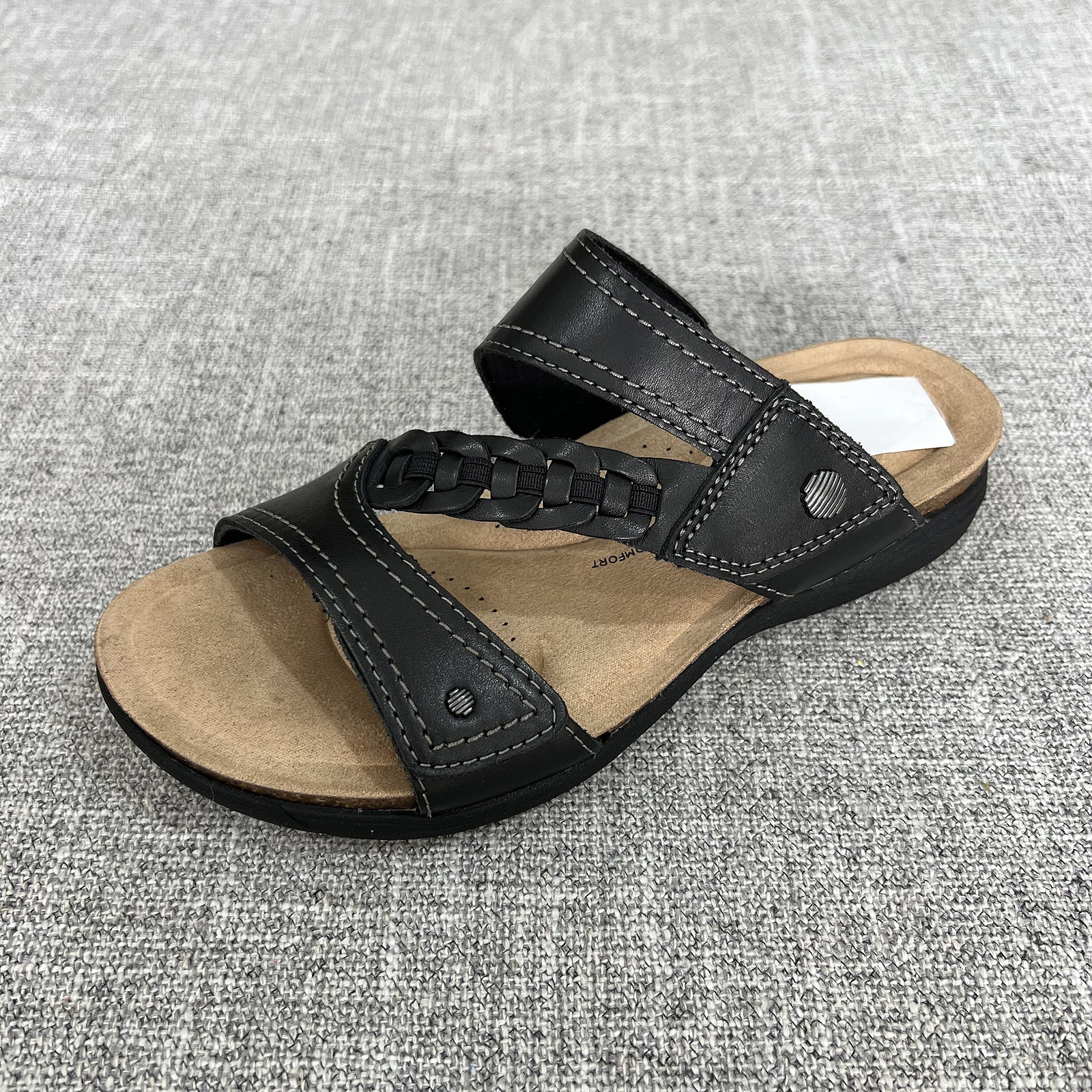 外贸夏季新款女士魔术贴真皮拖鞋牛皮休闲经典大码女拖鞋 F6466